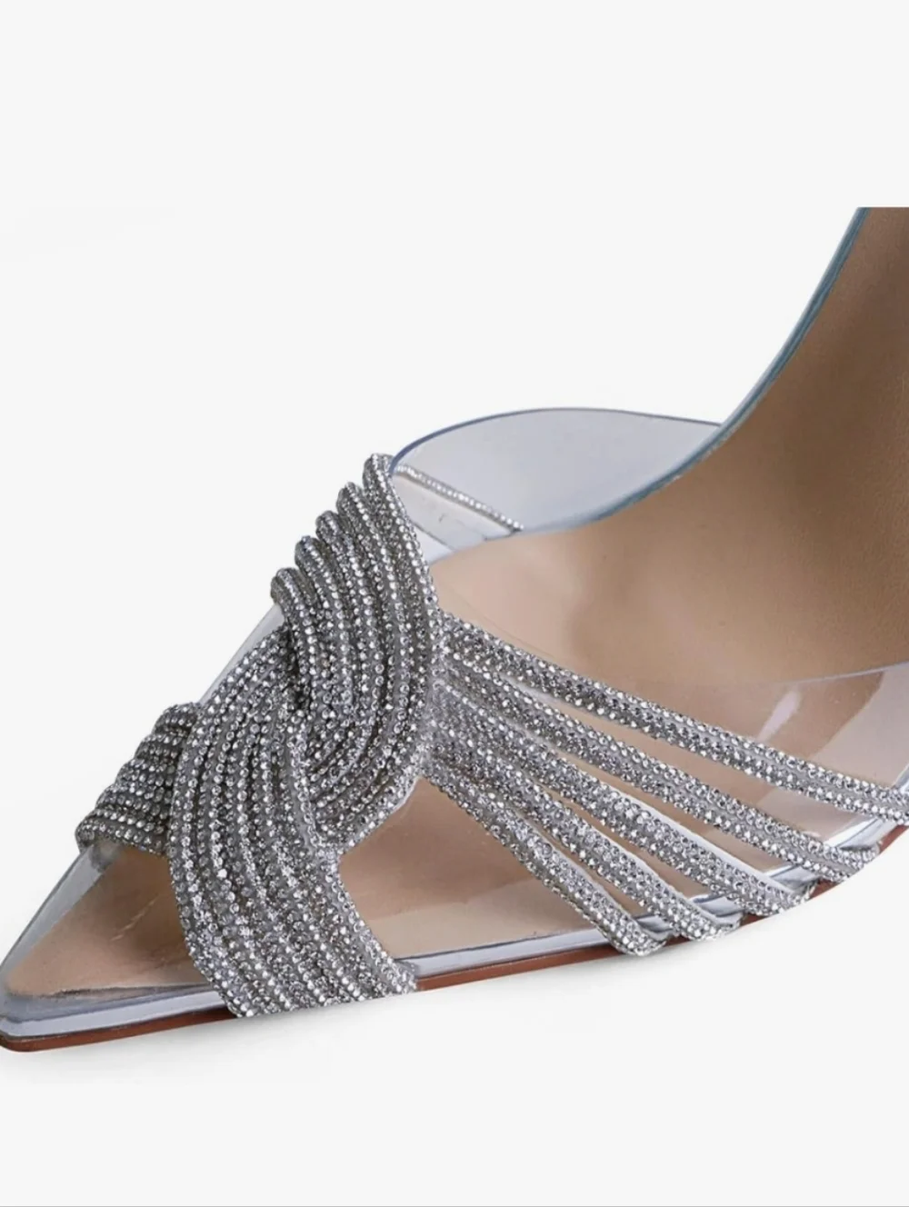 Sarawill Sexy Stiletto Pointed Toe Transparent Silver Wedding Prom Pumps